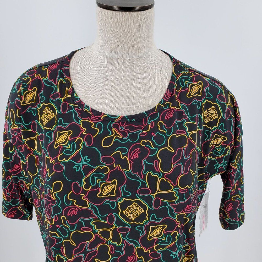LuLaRoe Irma Tunic Top Black Bright Colors Fun Size Small New With Tag - Picture 2 of 9